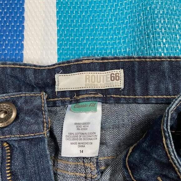 Route 66 Women's Classic Fit Jeans Skirt Size 14 Blue Dark Wash Denim Embroider - Picture 7 of 7